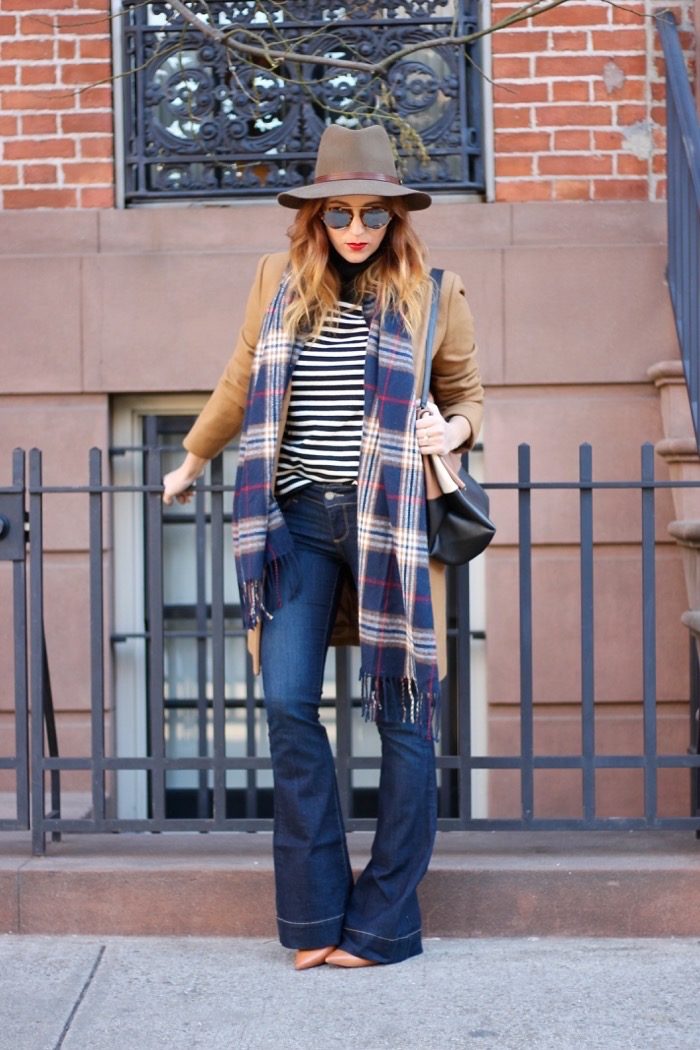 Christine-Cameron-M-Style-Pill-Striped-Turtleneck-Camel-Jacket-Flare-Paige-Jeans-1