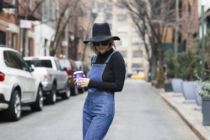 Wide leg overalls with black wide brim hat 4